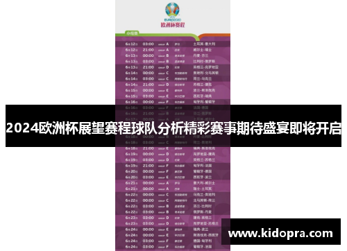 2024欧洲杯展望赛程球队分析精彩赛事期待盛宴即将开启